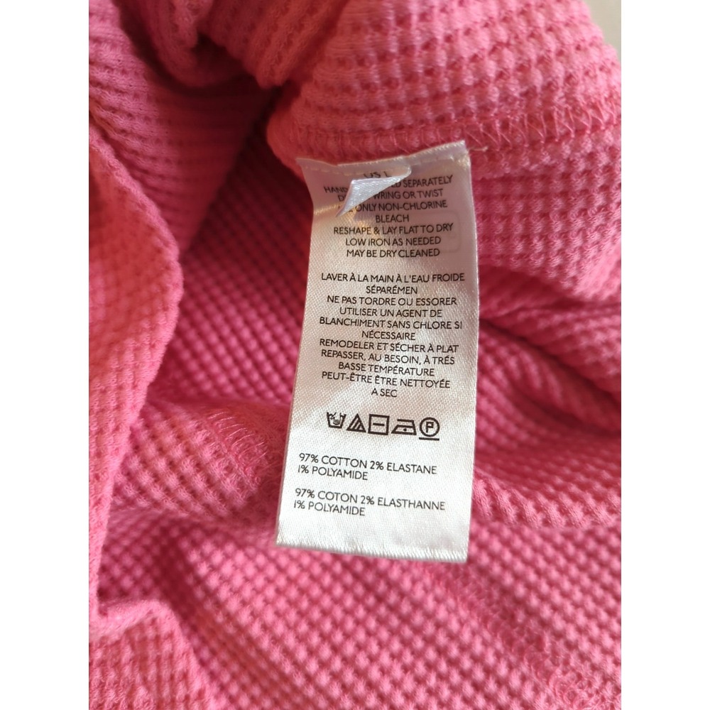 New Free People We The Free All In Cuff Top L Pink Waffle Thermal Boho Laid Back - Picture 6 of 8